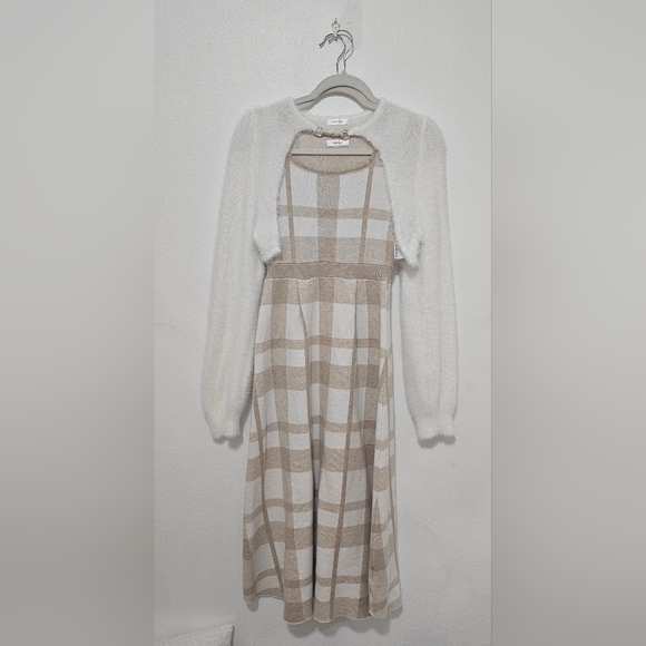 Evelyn bolero checkered long one piece dress - Picture 3 of 5